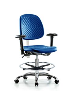 Neta ECOM Polyurethane Serpent Stool - Medium Bench Height With Casters In Gray Polyurethane