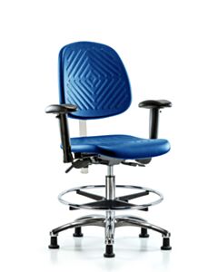Neta ECOM Polyurethane Serpent Stool - Medium Bench Height With Stationary Glides In Black Polyurethane