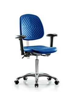 Neta ECOM Polyurethane Serpent Stool - Medium Bench Height With Stationary Glides In Blue Polyurethane