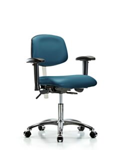 Neta ECOM Polyurethane Serpent Sit-Stand Stool - Medium Bench Height With Black Foot Ring & Casters In Black Polyurethane