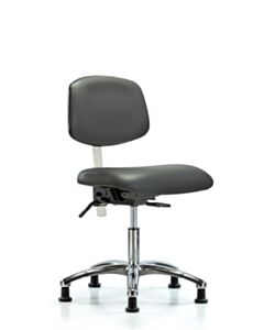 Neta ECOM Polypropylene Shell Chair Chrome - Desk Height with Stationary Glides in Blue