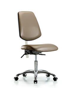 Neta ECOM Polypropylene Shell Chair Chrome - Medium Bench Height with Chrome Foot Ring & Casters in Blue