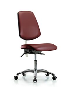 Neta ECOM Polypropylene Shell Chair Chrome - Medium Bench Height with Chrome Foot Ring & Casters in Gray