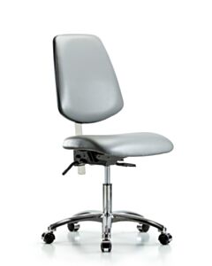Neta ECOM Polypropylene Shell Chair Chrome - Medium Bench Height with Chrome Foot Ring & Stationary Glides in Gray