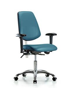 Neta ECOM Polypropylene Shell Chair - Medium Bench Height with Black Foot Ring & Casters in Black