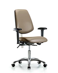 Neta ECOM Polypropylene Shell Chair - Medium Bench Height with Black Foot Ring & Casters in Blue