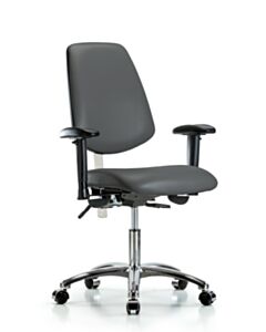 Neta ECOM Polypropylene Shell Chair - Medium Bench Height with Black Foot Ring & Stationary Glides in Blue