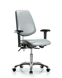 Neta ECOM Polypropylene Shell Chair - Medium Bench Height with Black Foot Ring & Stationary Glides in Gray