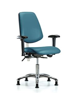 Neta ECOM Polypropylene Shell Chair - Medium Bench Height with Chrome Foot Ring & Casters in Black