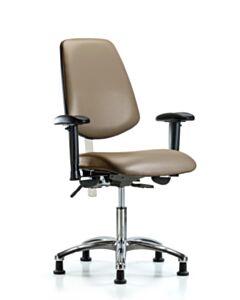 Neta ECOM Polypropylene Shell Chair - Medium Bench Height with Chrome Foot Ring & Casters in Blue