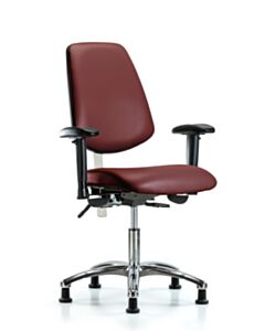 Neta ECOM Polypropylene Shell Chair - Medium Bench Height with Chrome Foot Ring & Casters in Gray