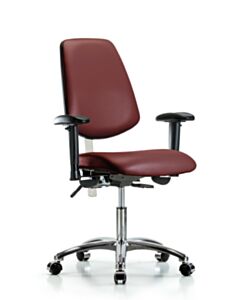 Neta ECOM Vinyl Screw-Lift Stool - Medium Bench Height with Casters in Colonial Blue Trailblazer Vinyl