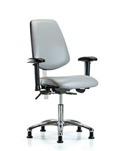 Neta ECOM Vinyl Screw-Lift Stool - Medium Bench Height with Casters in Charcoal Trailblazer Vinyl