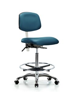 Neta ECOM Vinyl Screw-Lift Stool - Medium Bench Height with Casters in Storm Supernova Vinyl