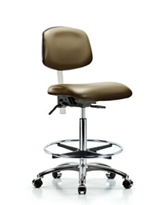 Neta ECOM Vinyl Screw-Lift Stool - Medium Bench Height with Casters in Carbon Supernova Vinyl
