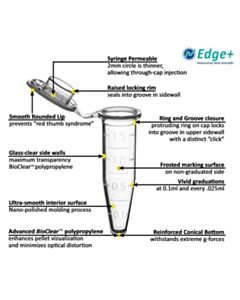 NetaEdge+ Microtube w/ cap, 1.5ml, clear, sterile - 500/PK