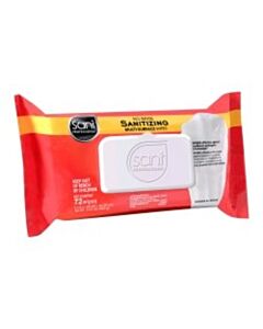Professional Disposables Sanitizing Wipes, 9" X 8", Softpack, 72