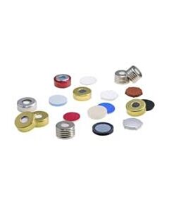 Perkin Elmer 9 mm Pre-Assembled Blue Polypropylene Screw Cap with Natural PTFE/White Silicone Septa, 100/pk