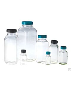 Qorpak 8oz (240mL) Safety Coated Clear French Square W/ 43-400 Neck Finish Bottle Only