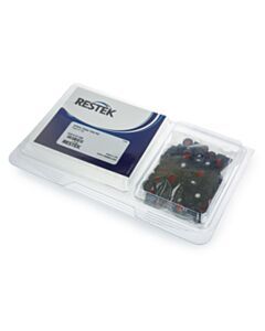 Restek Autosampler Vial Convenience Kit, Red PTFE/Silicone Septa, 0.065", Untreated, Clear w/Black Cap, 2.0 mL, 8 mm, 1000-pk.