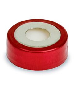 Restek Bi-Metal Magnetic Crimp-Top Caps withPTFE/Silicone Septa, 20 mm W/8 mm Hole, Red/Silver, Preassembled, 1000-pk.