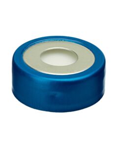Restek Bi-Metal Magnetic Crimp-Top Caps with PTFE/Silicone Septa, 20 mm W/8 mm Hole, Blue/Silver, Preassembled, 100-pk.