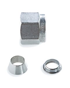 Restek Swagelok Fitting, 1/4" Nut & Ferrule Set, Stainless Steel, 5-pk.