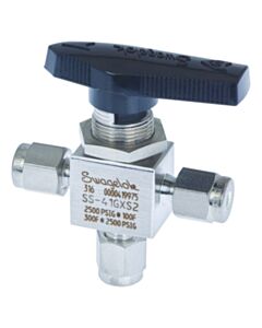 Restek Swagelok Shutoff Gas Valve, 1/8" 3-Way Ball, Stainless Steel, ea.
