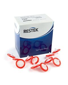 Restek 30 mm Syringe Filter, 0.22 µm, Cellulose Acetate, Red, Luer-Lock, 100-pk.