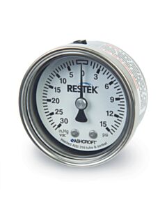 Restek Replacement Combination Vacuum/Pressure Gauge 30" to 15 psig Compound 1/8" NPT CBM, 2" Diameter, Stainless Steel