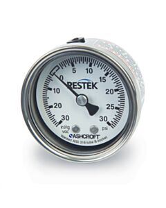 Restek Replacement Combination Gauge, Vacuum/Pressure 30" to 30 psig Compound 1/8" NPT CBM, 2" Diameter, Stainless Steel