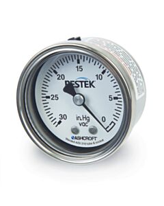 Restek Vacuum Gauge, -30" to 0" Hg, 1/8" NPT CBM, 2" Diameter, Stainless Steel