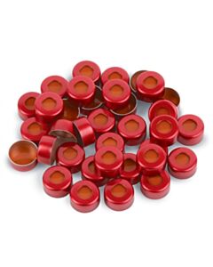 Restek Aluminum Crimp-Top Seals with PTFE/Red Rubber Septa, Red, 2.0 mL, 11 mm, 1000-pk.