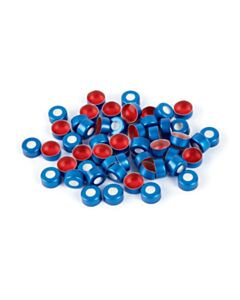 Restek Aluminum Crimp-Top Seals with PTFE/Silicone Septa, Blue, 2.0 mL, 11 mm, 100-pk.