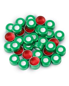Restek Aluminum Crimp-Top Seals with PTFE/Silicone Septa, Green, 2.0 mL, 11 mm, 1000-pk.