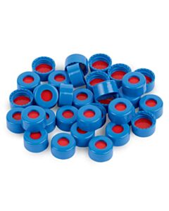 Restek Short Screw Cap, Polypropylene, Screw-Thread, PTFE/Silicone/PTFE Septa, Blue, Preassembled, 2.0 mL, 9 mm, 1000-pk.