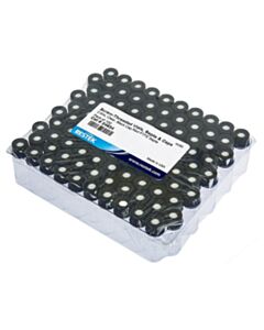 Restek Screw-Thread Vial Kit, Red PTFE/Silicone Septa 0.065", Clear W/Black Cap, 2.0 mL, 8 mm, Preassembled, 100-pk.
