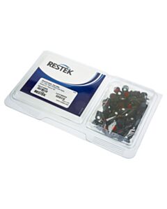 Restek Autosampler Vial Convenience Kit, Red PTFE/Silicone Septa, 0.065", SilCote Deactivated, Clear W/Black Cap, 2.0 mL, 8 mm, 100-pk.