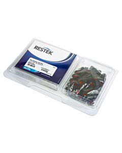 Restek Autosampler Vial Convenience Kit, Red PTFE/Silicone Septa, 0.065", SilCote Deactivated, Amber W/Black Cap, 2.0 mL, 8 mm, 100-pk.