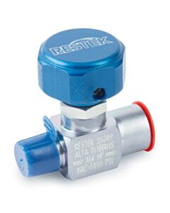 Restek 1/4" Male NPT x 1/4" Female NPT Sample Cylinder Valve, 5000 psig DOT Pressure Rating, Sulfinert Treated