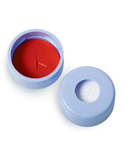 Restek Snap Top Vial Caps, PTFE/Silicone W/Starburst, Blue, 2.0 mL, 11 mm, 100-pk.