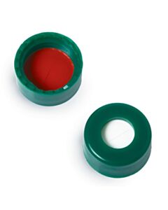 Restek Short Screw Caps, Polypropylene, Screw-Thread, PTFE/Silicone W/Slit, Green, Preassembled, 2.0 mL, 9 mm, 1000-pk.