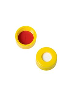 Restek Short Screw Caps, Polypropylene, Screw-Thread, PTFE/Silicone W/Slit, Yellow, Preassembled, 2.0 mL, 9 mm, 1000-pk.