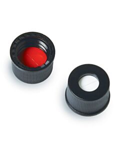 Restek Vial Cap & Septa, 8-425 Black Cap, Red PTFE/Silicone Septa, 0.060" W/Slit, Preassembled, 2.0 mL, 100-pk.