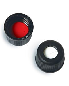 Restek Vial Cap & Septa, 8-425 Flangeless Black Cap, Red PTFE/Silicone Septa, 0.060" W/Slit, Preassembled, 2.0 mL, 100-pk.