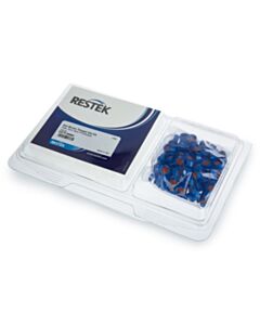 Restek 2.0 mL Screw-Thread Vial Convenience Kit, PTFE/Silicone Septa, Clear W/Graduated Marking Spot W/Blue Caps, 9 mm, 100-pk.