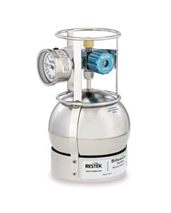 Restek SilcoCan Air Sampling Canister, 1 L, with 3-Port Siltek-Treated RAVE+ Valve with Gauge