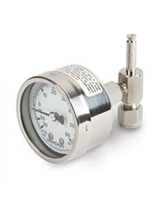 Restek RAVEqc Quick-Connect Male 3 Port Valve to 1/4" Male Compression Fitting with Gauge