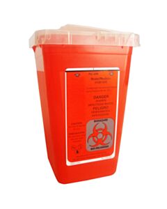 RPI Biohazard Container, Mini, 1 Quart, Red, 5 Per Case