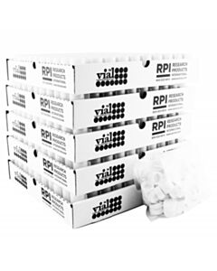 RPI High Density Polyethylene Vials, 20ml Capacity, 22mm Foil Lined Plastic Screw Caps, White, 500 Per Case